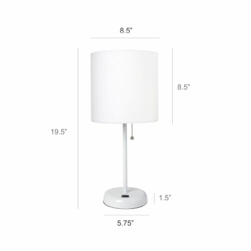 LimeLights Metal Stick Lamp w/ USB Port 2 Pack in White with White Shade Perspective: top