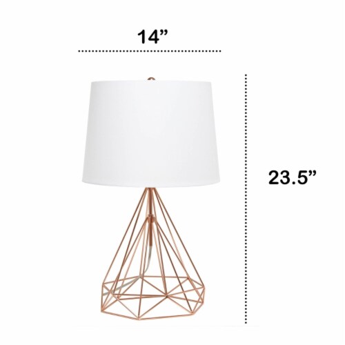 Lalia Home Metal Geometric Wired Table Lamp in Rose Gold with Gold Shade Perspective: top
