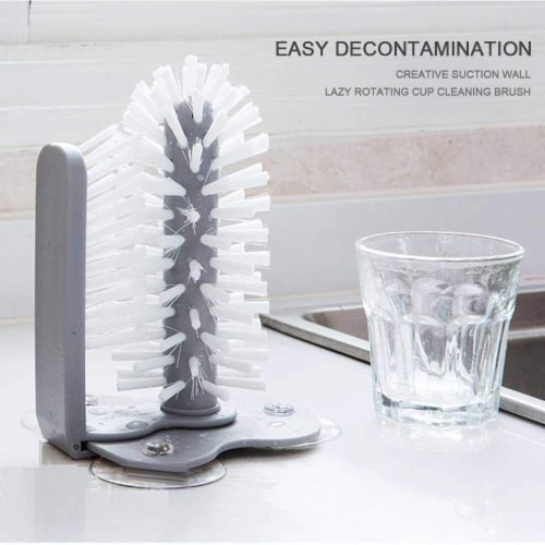 Water Bottle Cleaning Brush Glass Cup Washer with Suction Base Bristle  Brush for Beer Cup, Long Leg Cup, Red Wine Glass and More Bar Kitchen Sink  Home