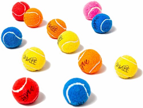 Midlee Mini Dog Tennis Balls Assorted Colors with Squeaker- 25 Pack Perspective: top