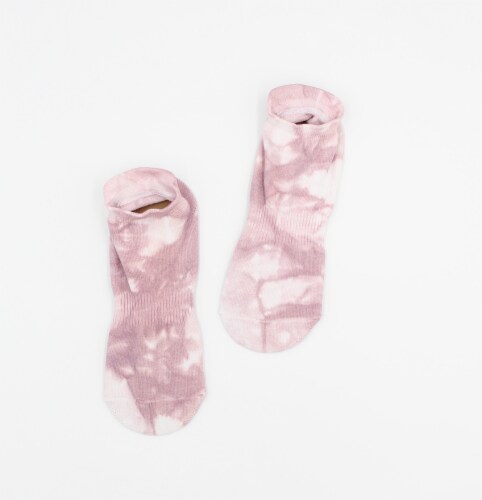 Oak and Reed Tie Dye Yoga Socks, Mauve M/L Perspective: top