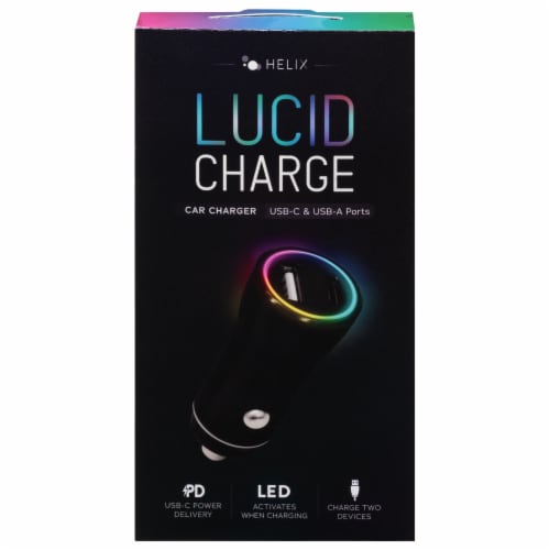 Helix Lucid Charge LED Car Charger Perspective: top