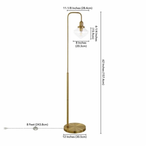 Henn&Hart 12  Brass Finish Metal/Glass Floor Lamp Perspective: top