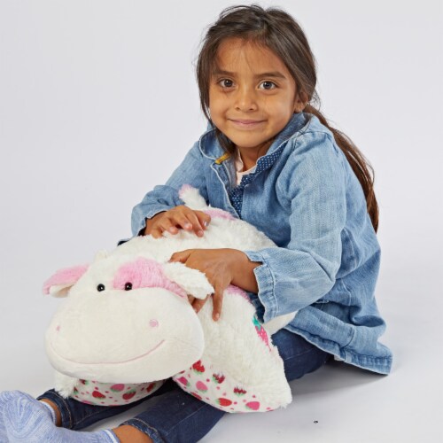Pillow Pets Jumboz Sweet Strawberry Milkshake Scented Cow Plush Toy Perspective: top
