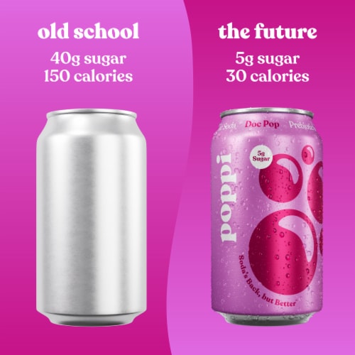 Poppi Doc Pop Prebiotic Soda Cans Perspective: top