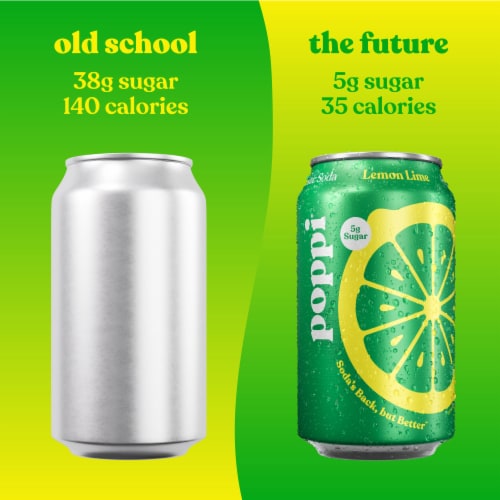 Poppi Lemon Lime Prebiotic Soda Cans Perspective: top