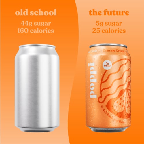 Poppi Orange Cream Prebiotic Soda Can Perspective: top