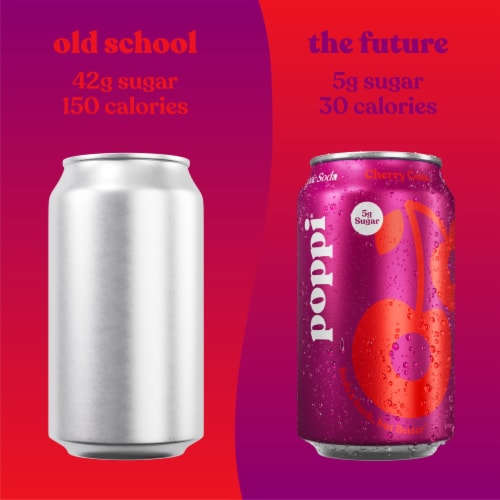 Poppi Cherry Cola Prebiotic Soda Can Perspective: top