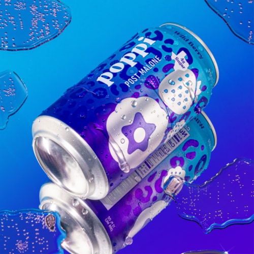 Poppi Wild Berry Post Malone Exclusive Prebiotic Soda Can Perspective: top
