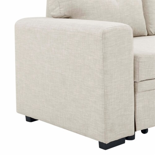 Oadeer Home 88.5  Pull-out Bed Sofa & Chaise in Beige Perspective: top