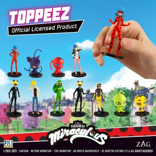 Miraculous Ladybug Pencil Toppers 12pk Rena Rouge Character Favors Figure Set PMI Perspective: top