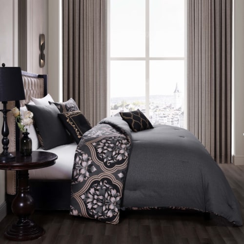 Bebejan Asti Black 100 Cotton 5 Piece Reversible Comforter Set