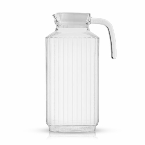 JoyJolt Beverage Serveware Glass Pitcher with Handle & 2 Lids - 60 oz Perspective: top