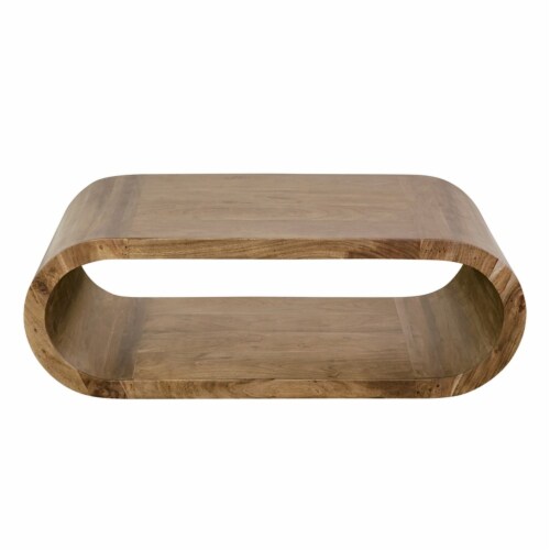 Porter Designs Ellipse Solid Acacia Wood Coffee Table - Gray Perspective: top