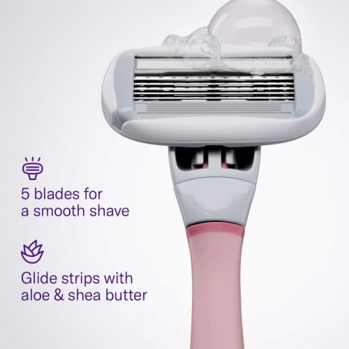 Flamingo Rose 5-Blade Women's Razor with Replacement Razor Blade Cartridge Perspective: top