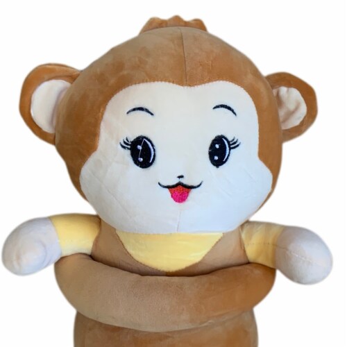 Monkey Plush Pillow | Velvet Bolster Plush Pillow | Monkey Stuffed Animal | 35 Inches Perspective: top