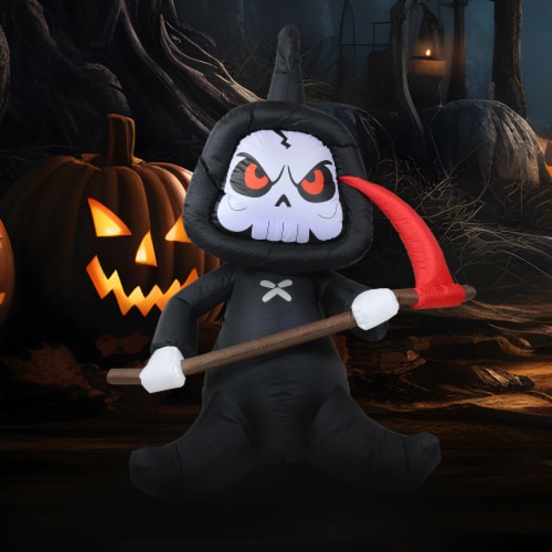 60  Halloween Inflatable Grim Reaper LED Lighted Blow Up Outdoor Yard Decor Perspective: top