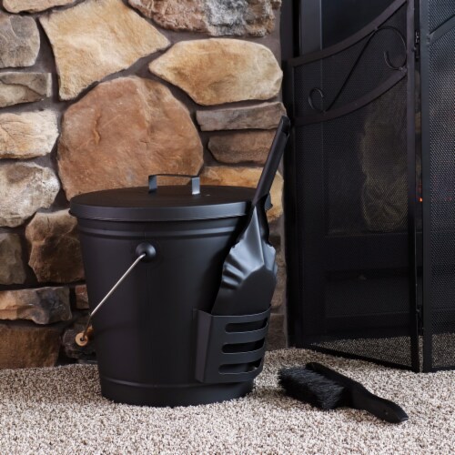 Sunnydaze fireplace ash bucket with lid and shovel and brush 13