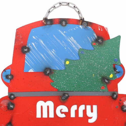 Merry Christmas Metal Hanging Decoration Holiday Indoor/Outdoor 16  Wall Art Perspective: top