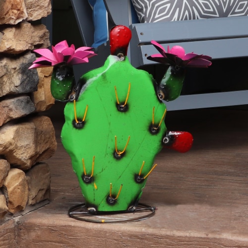 Sunnydaze Yellow-Needled Barrel Cactus Steel Indoor/Outdoor Statue - 17 ...