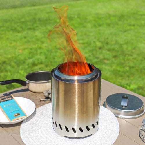 Sunnydaze Tabletop Smokeless Fire Pit with Triple Burn Design - Silver Perspective: top