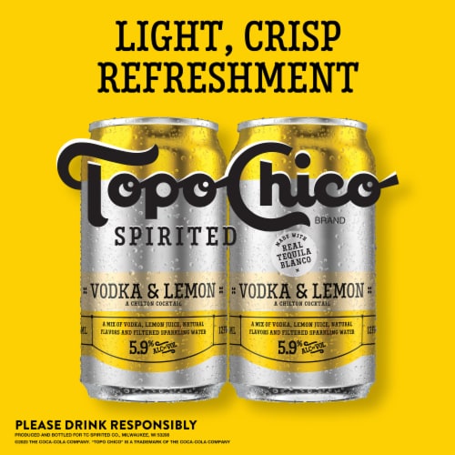 Topo Chico Spirited Vodka & Lemon Chilton Canned Cocktail Perspective: top