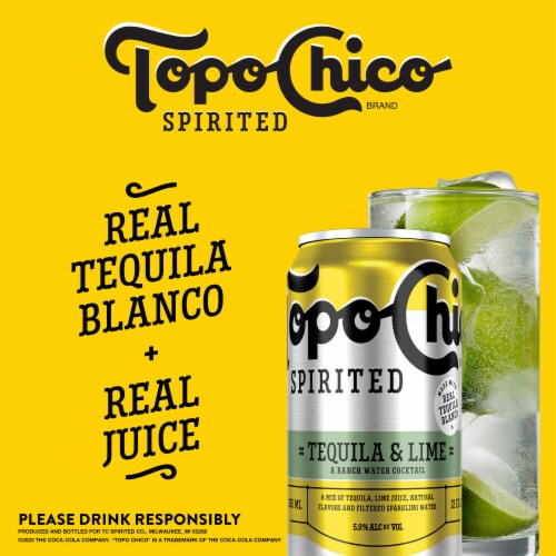 Topo Chico Spirited Tequila & Lime Ranch Water Canned Cocktail Perspective: top