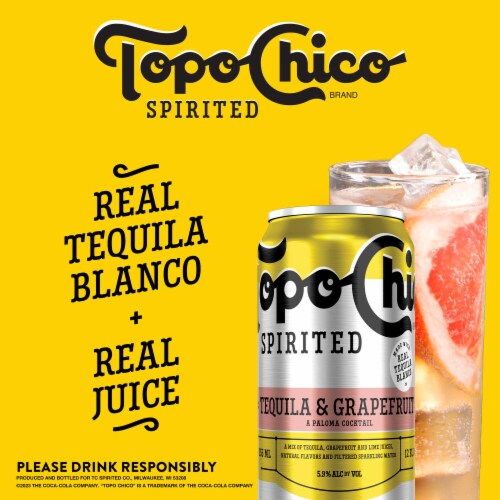 Topo Chico Spirited Tequila & Grapefruit Paloma Canned Cocktail Perspective: top