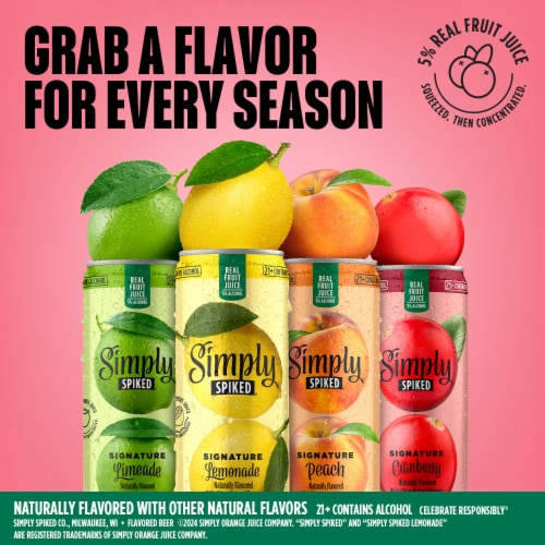 Simply Spiked Cranberry Flavored Malt Beverage Variety Pack 5.0% ABV cans Perspective: top