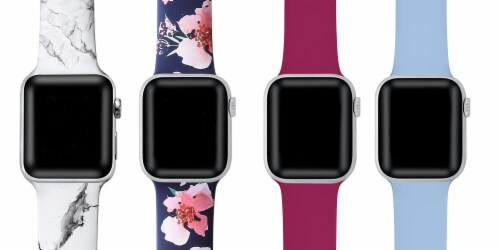 4-Pack of Silicone Bands for Apple Watch Series 1,2,3,4,5,6 & SE - Size 42mm/44mm Perspective: top