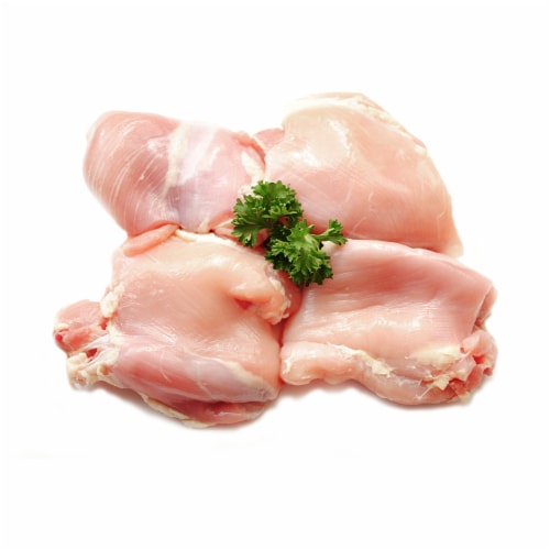 Kosher Boneless Skinless Chicken Leg/Thigh Fillets, 2x Packs, 2 lbs per Pack Perspective: top