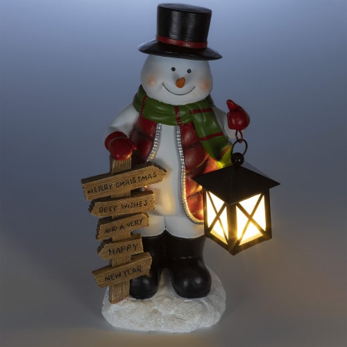 VP Home LED Farmhouse Snowman Decor: Christmas Figurines, Resin