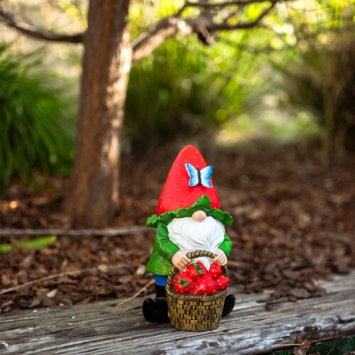 VP Home Strawberry Gnome Solar Powered LED Outdoor Decor Garden Light Perspective: top