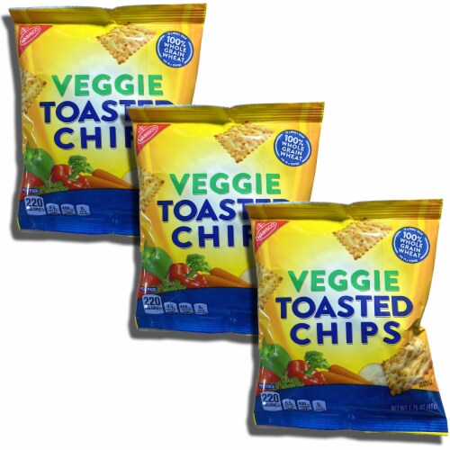 100% Whole Grain Veggie Wheat Thin Toasted Chips Bundled by Tribeca Curations | 1.75 Ounce | Perspective: top