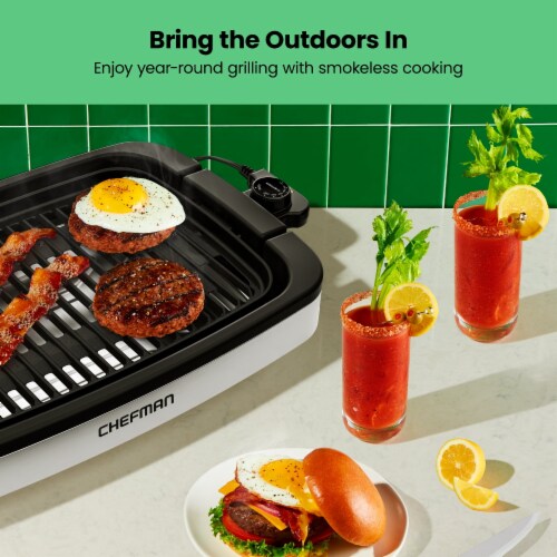 Chefman Smokeless Indoor Electric Grill Adjustable Temperature Control Perspective: top