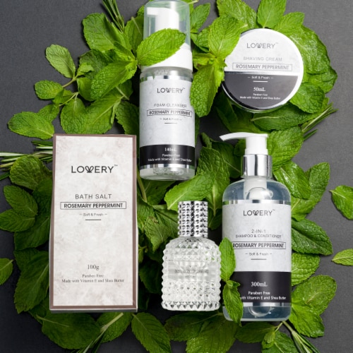 Premium Bath And Body Beauty Basket, Rosemary Peppermint Home Spa Set Perspective: top
