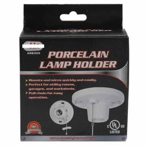 ATB 1 Porcelain Ceiling Lamp Holder with Socket Pull Chain Bulb Mount Light Fixture 28350