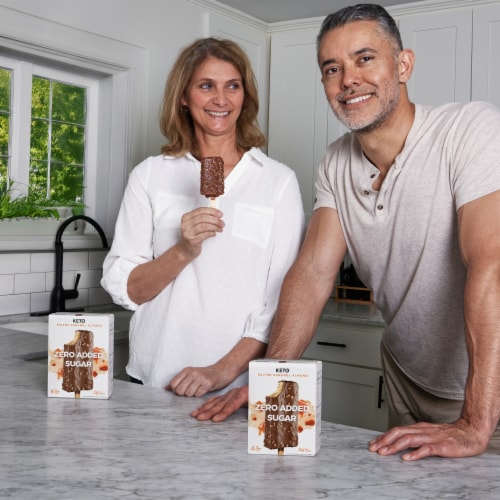 Keto Pint Zero Added Sugar Sea Salt Caramel Crunch Ice Cream Bar Perspective: top