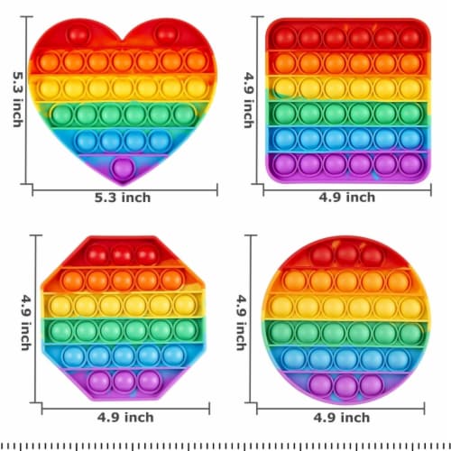 (4 Pack) Pop It Fidget Toys Pop Its Fidgets Kids Toys Fidget Toy Pack Poppet Figit Sensory Perspective: top