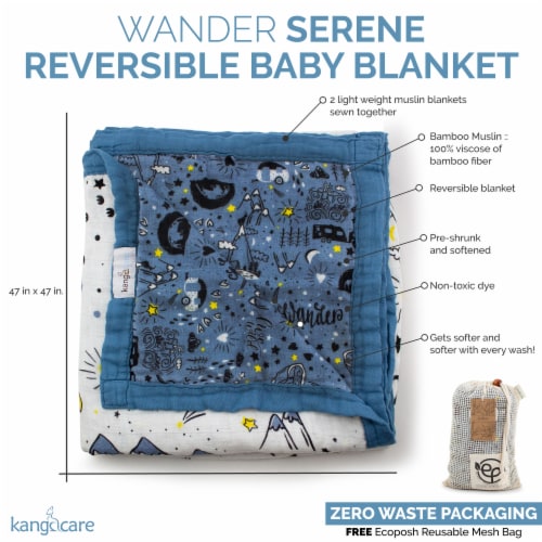 Kanga Care Serene Reversible Blanket - Wander Perspective: top