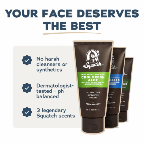 Dr. Squatch® Cool Fresh Aloe Men's Natural Face Wash Perspective: top
