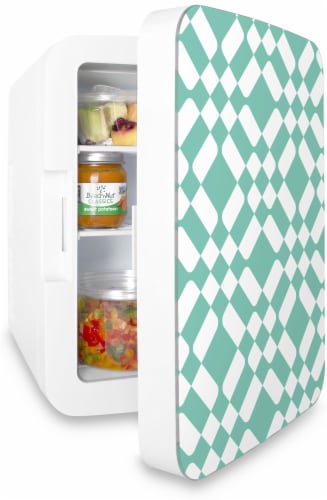 Cooluli Infinity 10 Liter Portable Compact Mini Fridge - Green Checkered Print Perspective: top