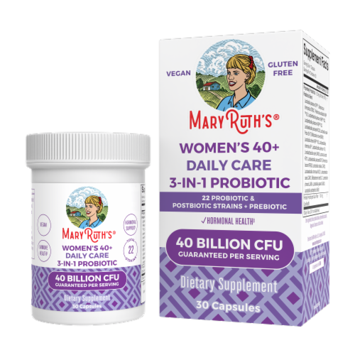 MaryRuth's® Women's 40+ Daily Care 3-in-1 Probiotic Capsules Perspective: top