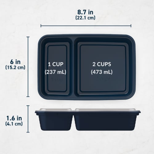 Bentgo® Prep 2-Compartment Containers - Navy Perspective: top