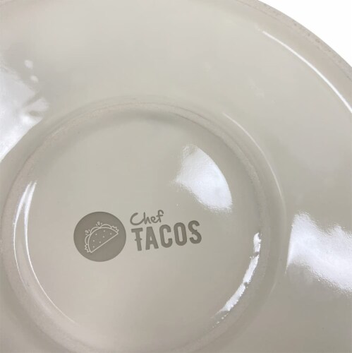 Chef Tacos Ceramic Tortilla Warmer, 8", Cream, Tortilla Holder Container Perspective: top