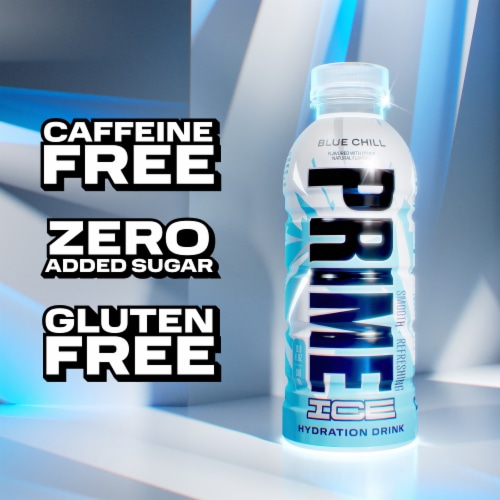 Prime Hydration Ice Blue Chill Sports Drink Bottle Perspective: top