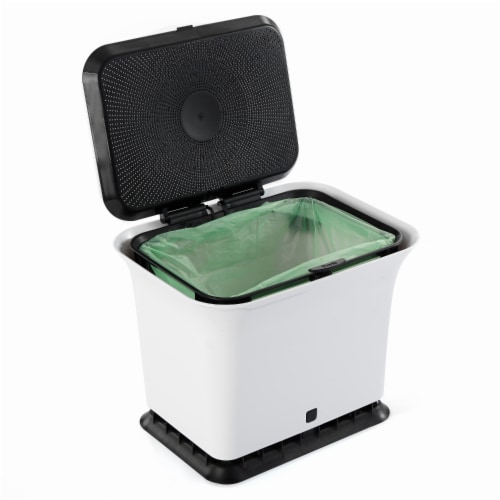 Full Circle® Fresh Air Odor-Free Kitchen Compost Collector - Black/White Perspective: top
