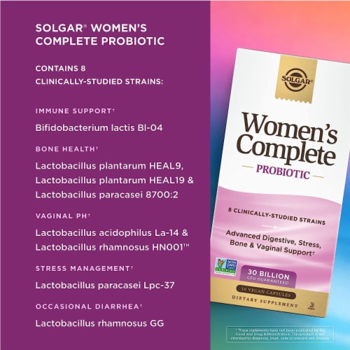 Solgar Women's Complete Probiotic,30 Billion CFU,8 Clinically-Studied Strains,30 Vegan Caps Perspective: top
