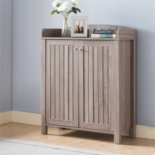 Smart Home Furniture 4-Shelf Contemporary Wood Shoe Cabinet in Dark Taupe Brown Perspective: top