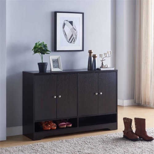 Smart Home Furniture 2-Shelf Contemporary Wood Shoe Cabinet in Red Cocoa Perspective: top